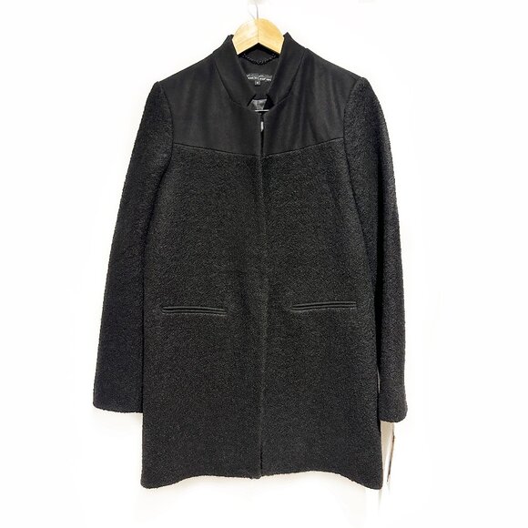 Kenneth Cole Black Boucle Wool Blend Pea Coat Size 10 - Picture 1 of 3
